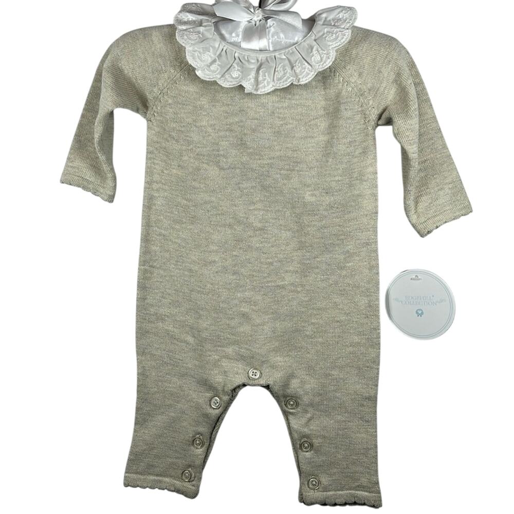 Edgehill Collection Long Sleeve Sweater Knit Coverall with Lace collar 3M